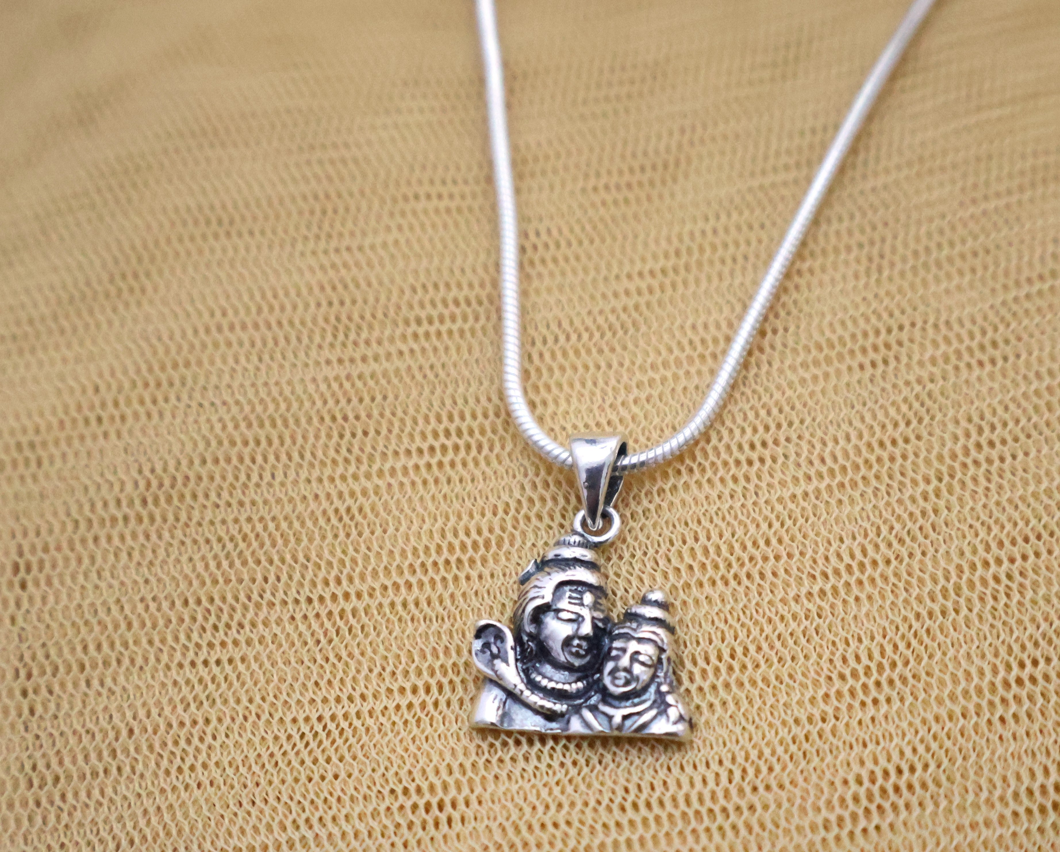 Shiva Parvati Embrace Silver Pendant