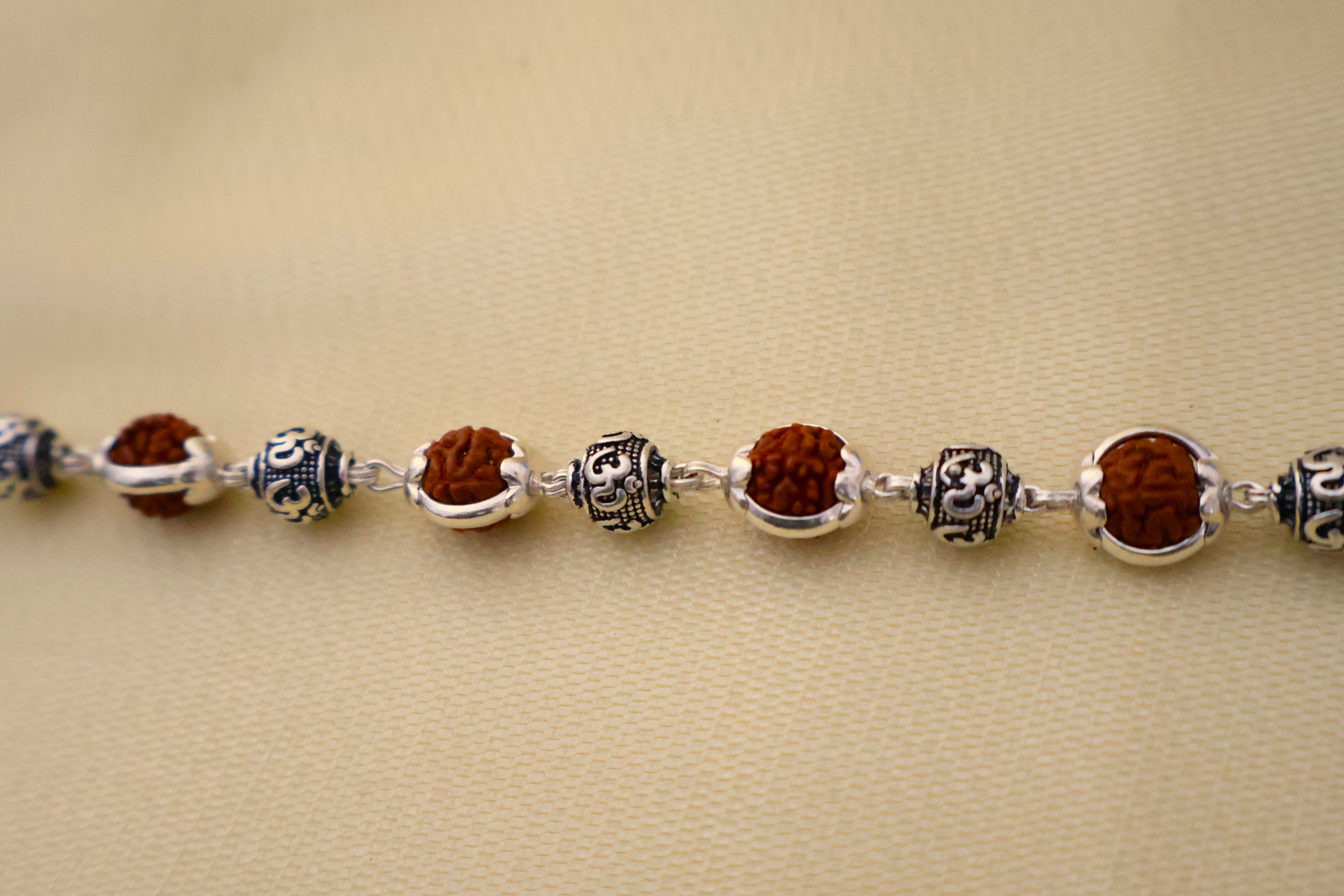 Rudraksha-OM  Silver Bracelet: Sacred Connection