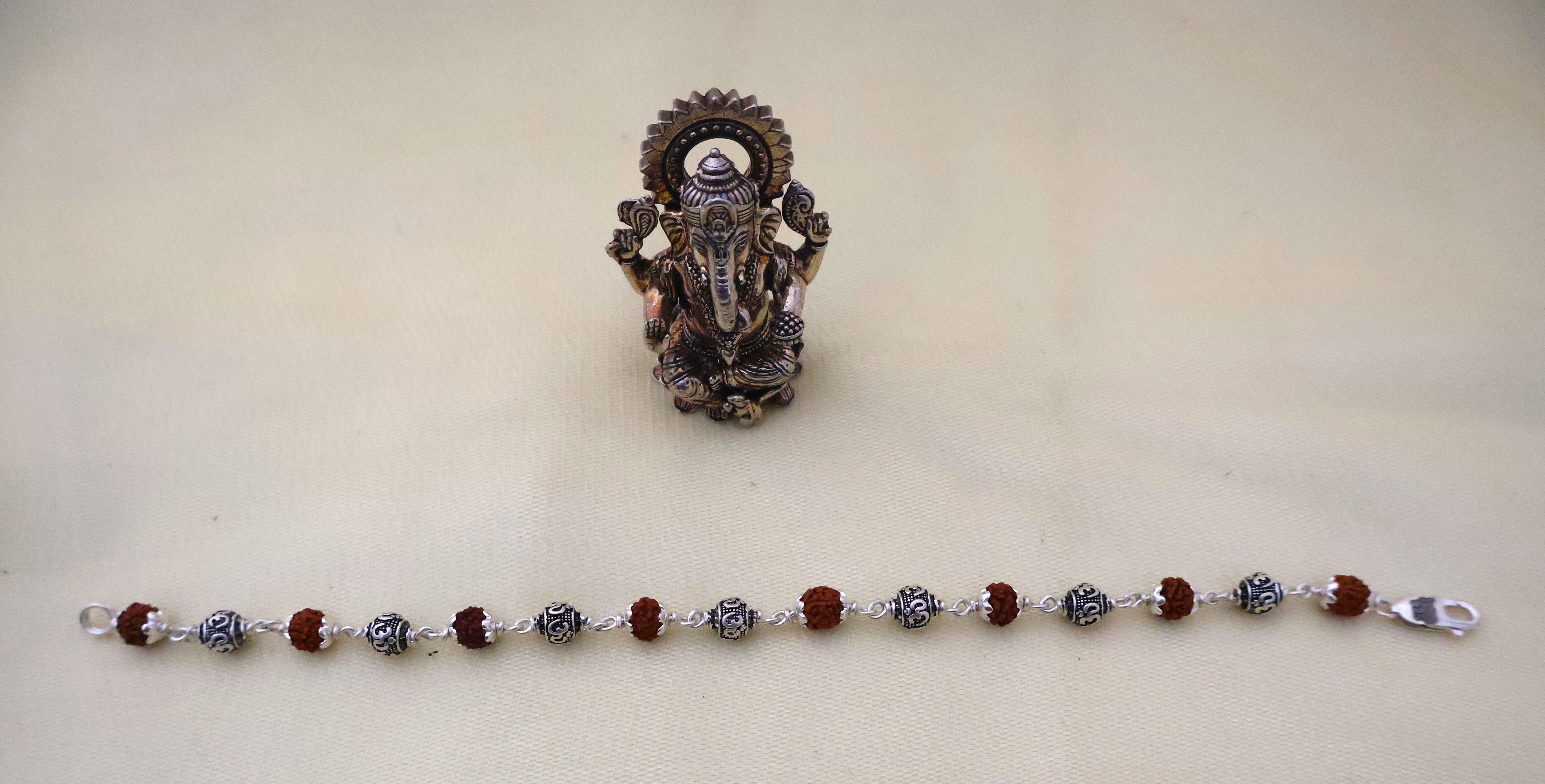 Rudraksha OM Silver Bracelet: Second edition