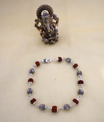 Load image into Gallery viewer, Rudraksha OM Silver Bracelet: Second edition
