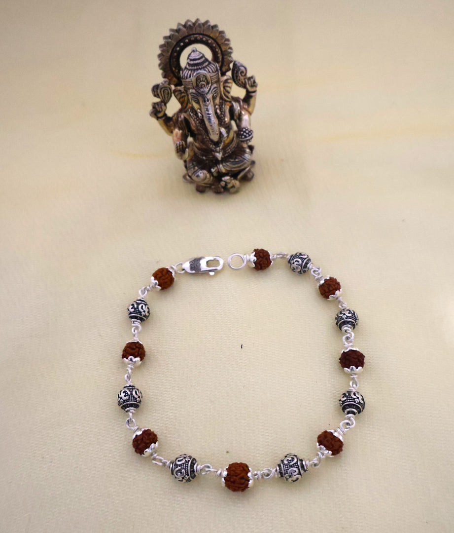 Rudraksha OM Silver Bracelet: Second edition