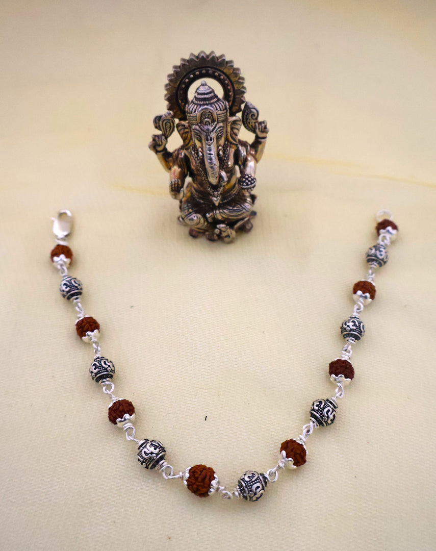 Rudraksha OM Silver Bracelet: Second edition