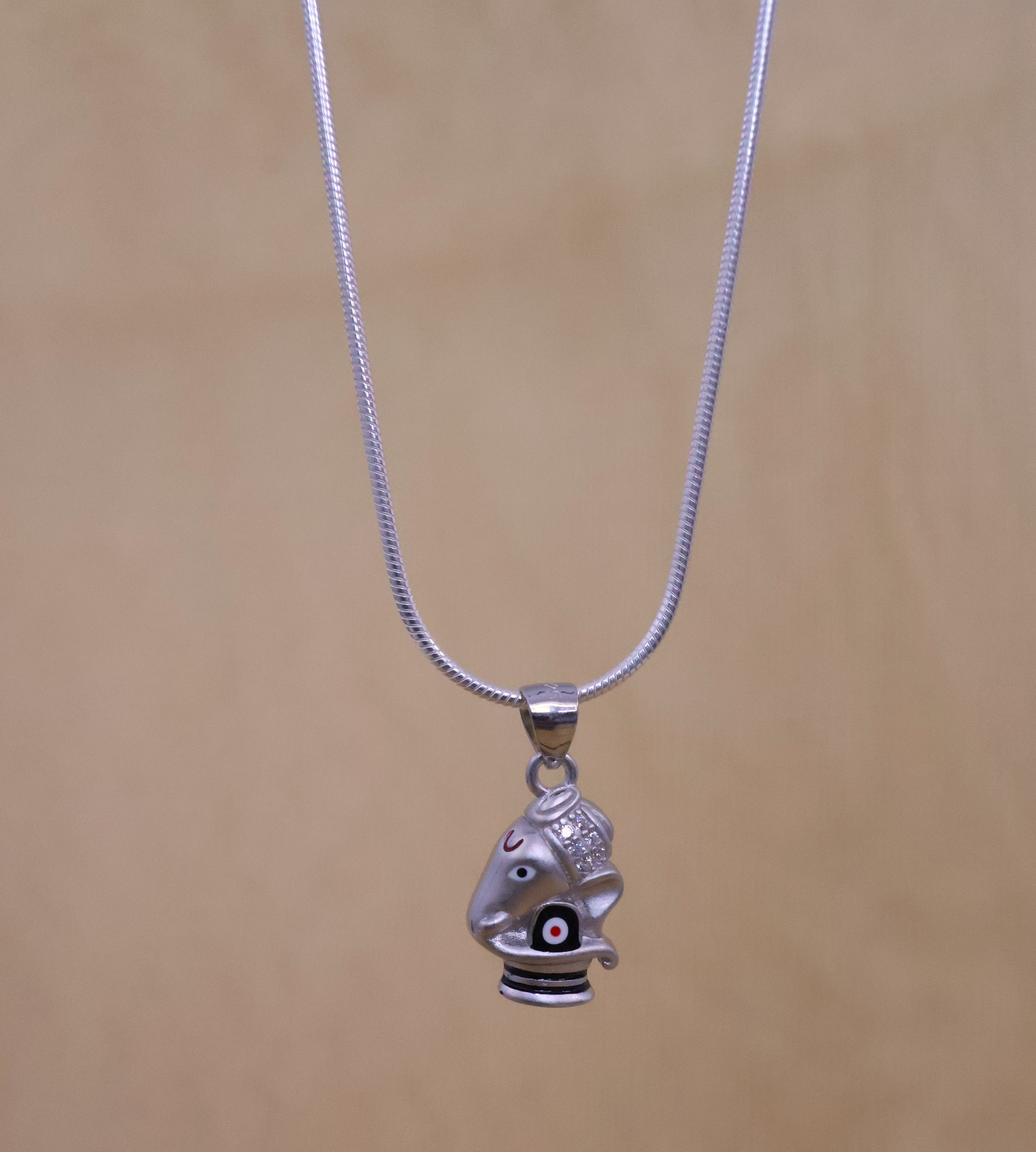 Ganesha Silver Pendant: Sacred Serenity