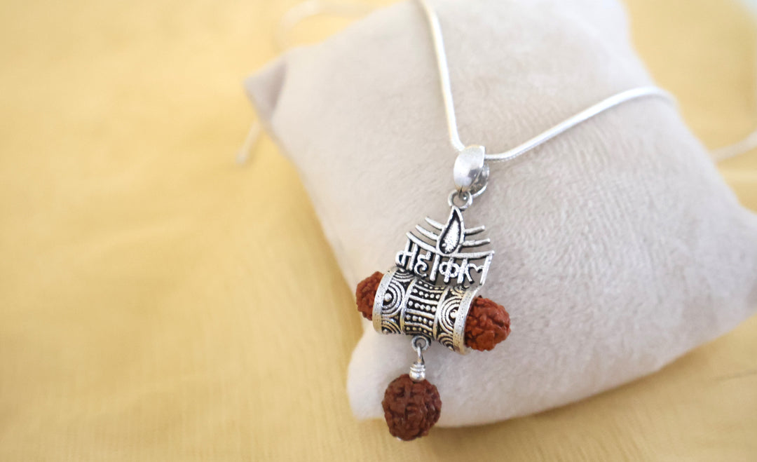 Rudraksha Pure Silver Mahakal/Mahadev Pendant