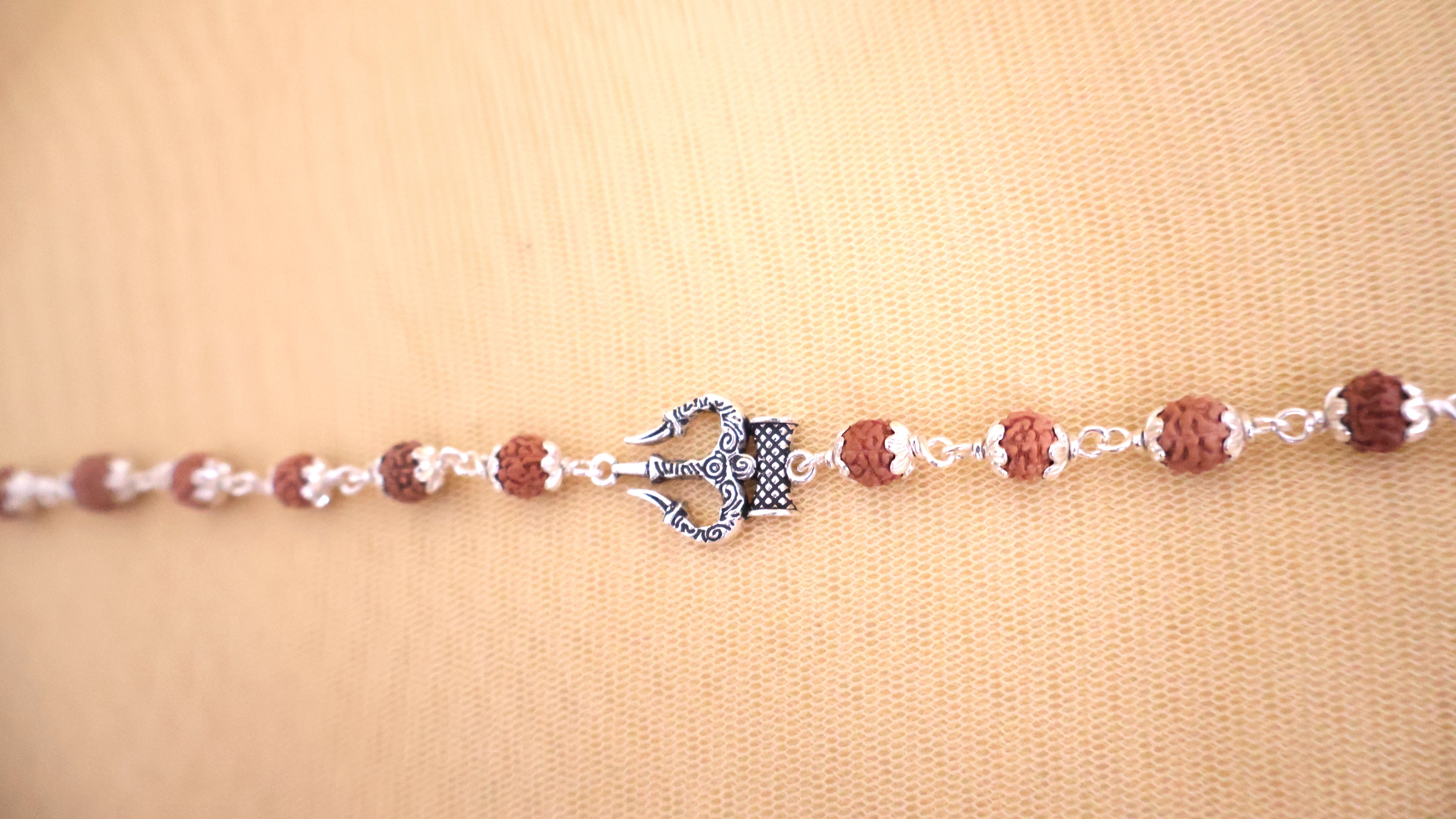 Rudraksha-Trishul Silver Bracelet: Sacred Connection