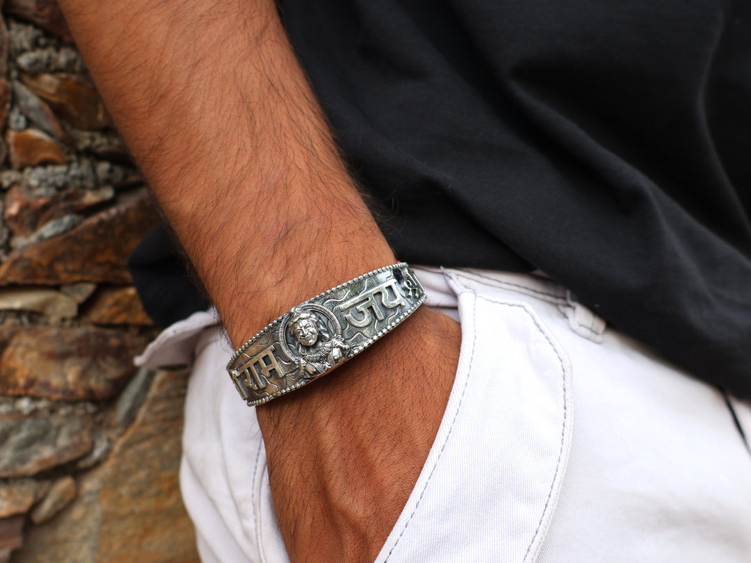 Shree Ram Silver Kada Bracelet: