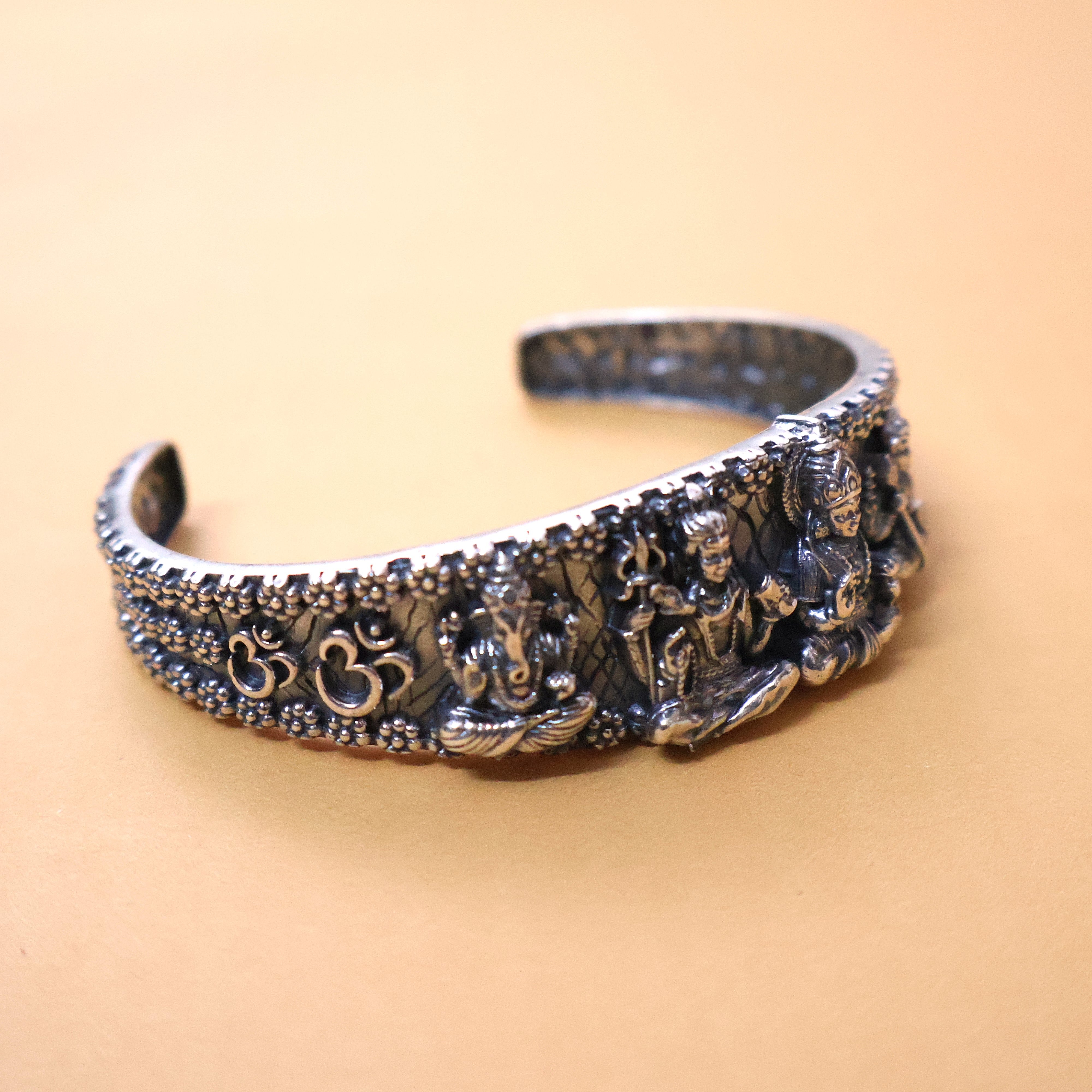 Shiva Family Pure Silver Bracelet/Kada