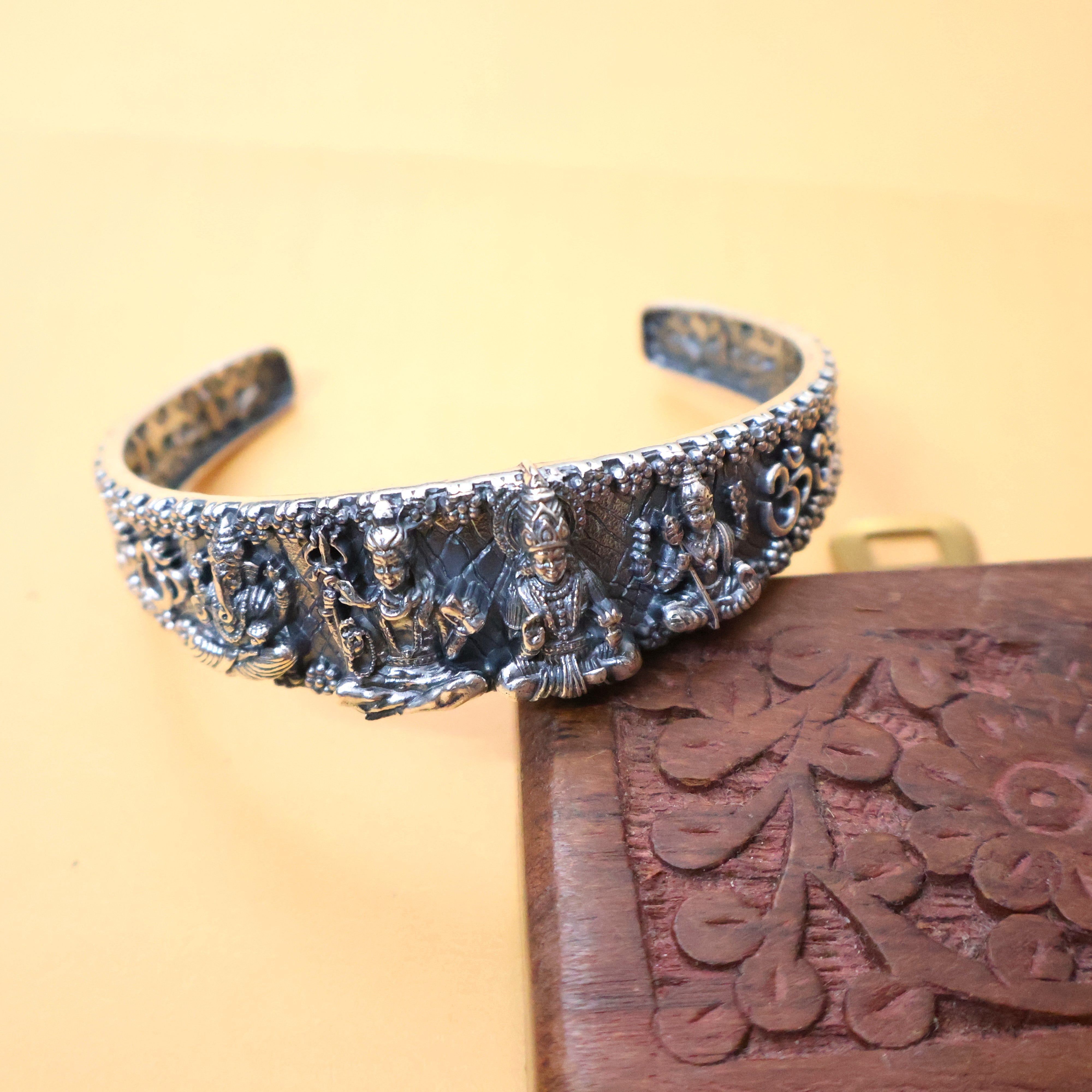 Shiva Family Pure Silver Bracelet/Kada