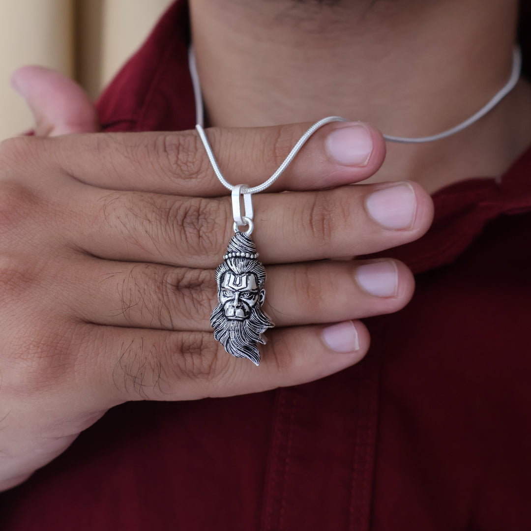 Hanuman Embrace Silver Pendent